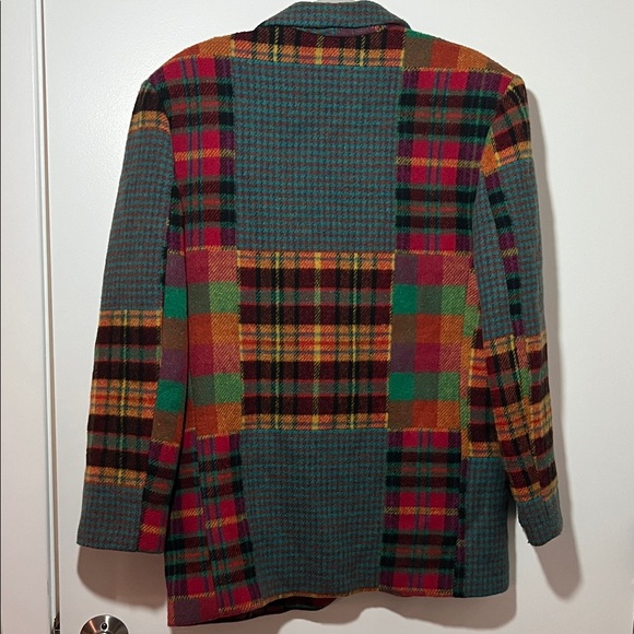 Gitano Multicolor Wool-Blend Plaid Patchwork Blazer - Picture 4 of 6